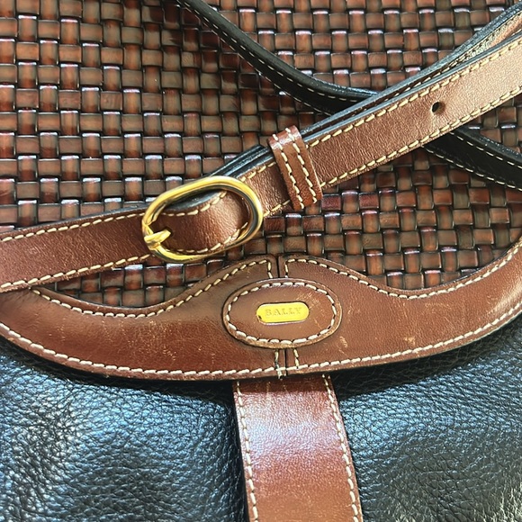 Vintage Bally Leather Crossbody Purse Bag Woven - Picture 2 of 8